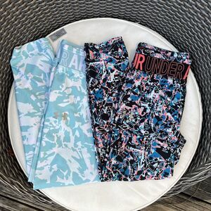 UNDER ARMOUR (2 Pairs) Girls HeatGear  Armour Crop Wide Elastic Legging- Youth L